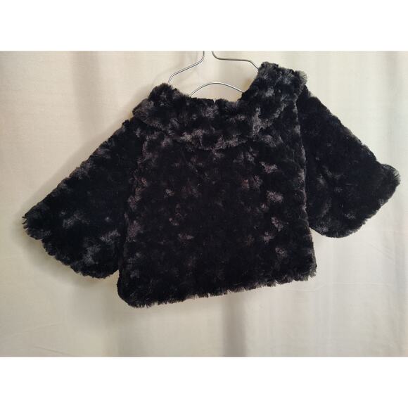 Gymboree Black Faux Fur Short Sleeve Collar Holiday Fall Girl's Shrug Size XS 4 - Picture 2 of 6